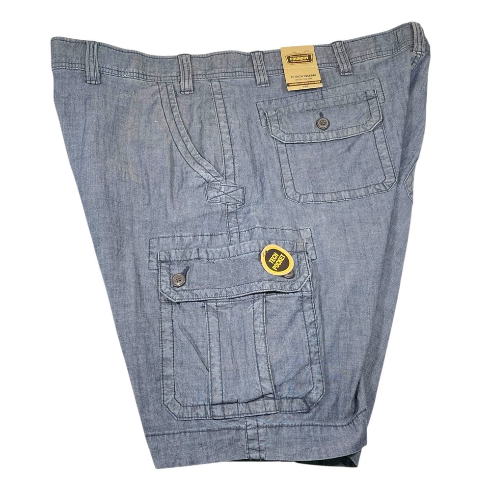 NEW Foundry Supply Co 46 Blue Cargo Shorts Comfort Stretch Tech Pocket Gorpcore